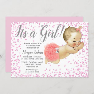 Pink Glitzer Baby mit einer Girl-Babydusche laden  Einladung
