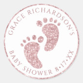 Pink Glitzer Baby Showaufkleber Runder Aufkleber (Vorderseite)
