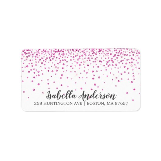 Pink Glitzer Babydusche - Adressetikett (Vorne)