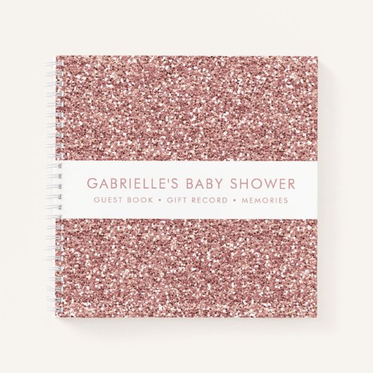 Pink Glitzer Babydusche Geschenke + Gästebuch Notizblock (Vorderseite)