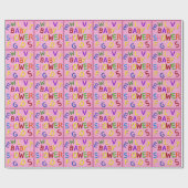 Pink Glitzer Babydusche Wrapping Paper Geschenkpapier (Flach)