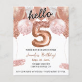 Pink Glitzer Balloons 5. Geburtstagsparty (Vorderseite)