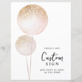 Pink Glitzer Balloons Girl 1. Geburtstag Custom Si (Vorderseite)