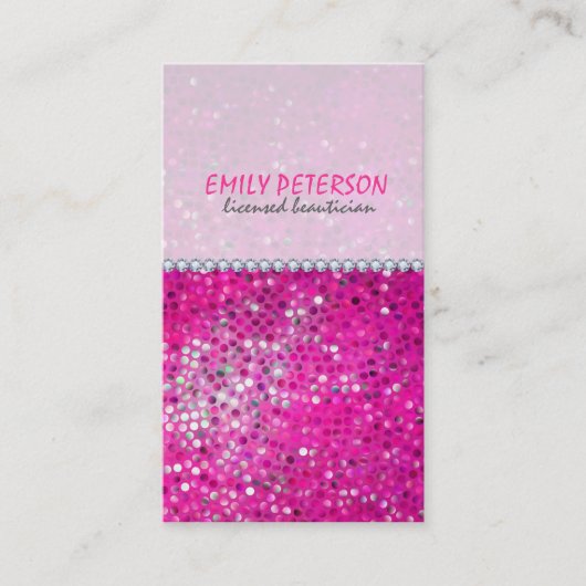 Pink Glitzer Beautician Business Card 2a Visitenkarte (Vorderseite)