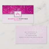 Pink Glitzer Beautician-Karte Monogramm Visitenkarte (Vorne/Hinten)