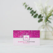 Pink Glitzer Beautician-Karte Monogramm Visitenkarte (Stehend Vorderseite)