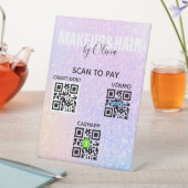 Pink Glitzer berührungsloser QR-Code Scan zum Pay  Sockelschild (In Situ)