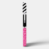 PINK GLITZER BLACK ZICKZACK MIT MONOGRAMM Case-Mate iPhone HÜLLE (Rückseite / Links)