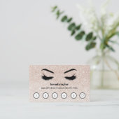 Pink Glitzer Browbar Eyelash Custom Loyalty Visitenkarte (Stehend Vorderseite)