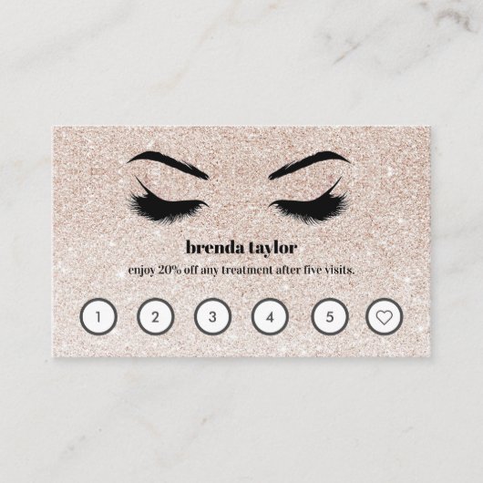 Pink Glitzer Browbar Eyelash Custom Loyalty Visitenkarte (Vorderseite)