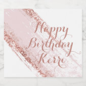 Pink Glitzer Brushstroke Brushstroke Custom Birthd Schaumweinetikett (Einzelnes Label)