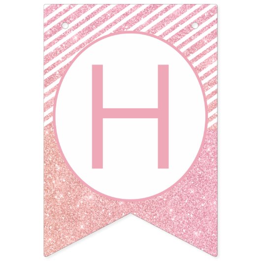 Pink Glitzer Bunny Happy Birthday Party Banner (Zweite Fahne)