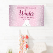 Pink Glitzer Bunny Winter Onederland Banner (Insitu)