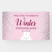 Pink Glitzer Bunny Winter Onederland Banner (Horizontal)