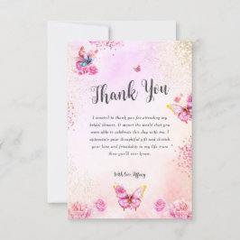 Pink Glitzer Butterfets Brautparty Vielen Dank Karte
