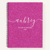 Pink Glitzer Calligraphy Notebook Notizblock (Vorderseite)