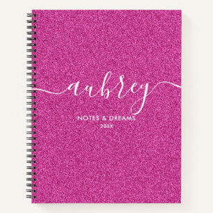 Pink Glitzer Calligraphy Notebook Notizblock