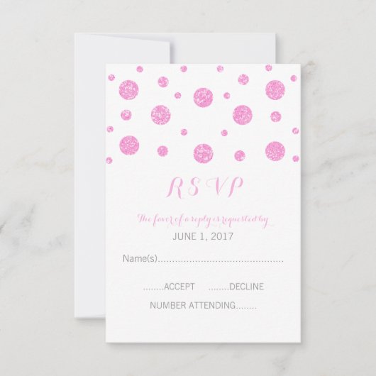 Pink Glitzer Confetti Response Card RSVP Karte (Vorderseite)