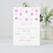 Pink Glitzer Confetti Response Card RSVP Karte (Stehend Vorderseite)
