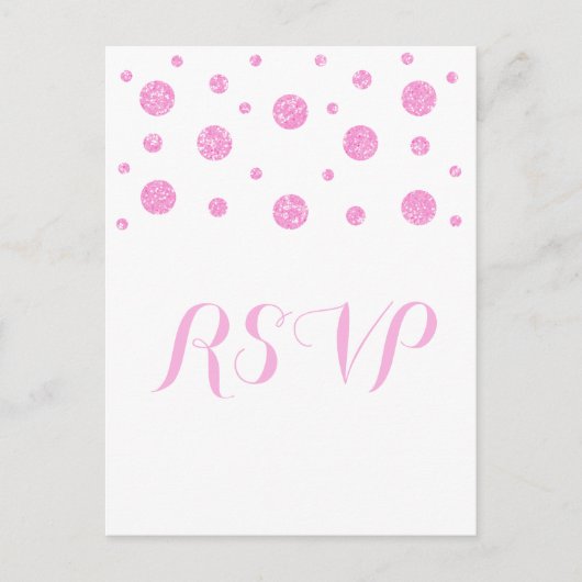 Pink Glitzer Confetti Response Postkarte (Vorderseite)