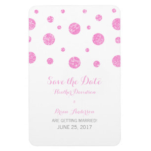 Pink Glitzer Confetti Speichern Sie das Datumsfens Magnet