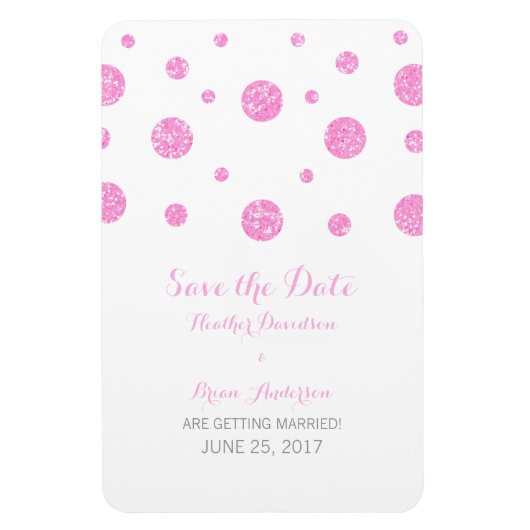 Pink Glitzer Confetti Speichern Sie das Datumsfens Magnet (Vertikal)