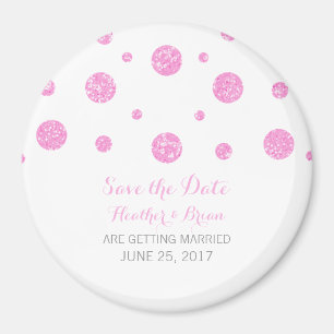 Pink Glitzer Confetti Speichern Sie das Datumsfens Magnet