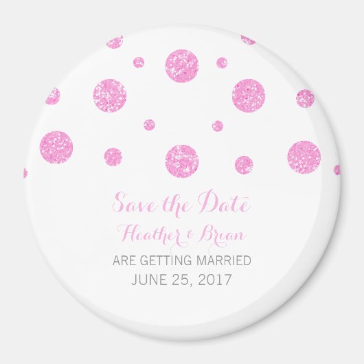 Pink Glitzer Confetti Speichern Sie das Datumsfens Magnet (Vorne)