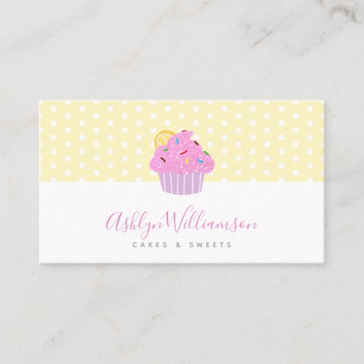 Pink Glitzer Cupcake Bäckerei Konditorei Koch Visitenkarte (Vorderseite)