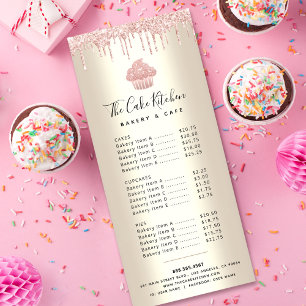 Pink Glitzer Cupcake Gold Bäckerei Konditorei Koch Werbekarte