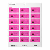 Pink Glitzer cupcake rosa Herzen Adressaufkleber (Vorne)