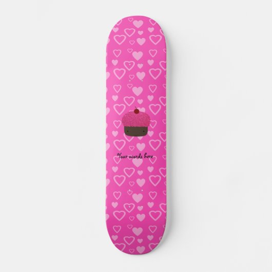 Pink Glitzer cupcake rosa Herzen Skateboard (Vorderseite)
