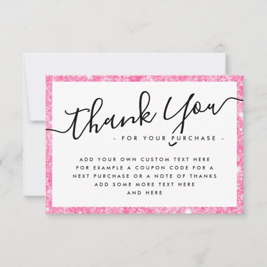 Pink Glitzer Custom Logo Business danke (Vorderseite)