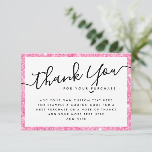 Pink Glitzer Custom Logo Business danke (Stehend Vorderseite)