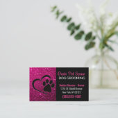 Pink Glitzer Design Dog Pet Grooming Service Visitenkarte (Stehend Vorderseite)