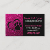 Pink Glitzer Design Dog Pet Grooming Service Visitenkarte (Vorderseite)