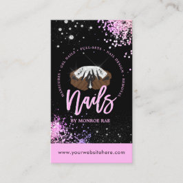 Pink Glitzer Diamond Luxury Nail Tech Salon Visitenkarte