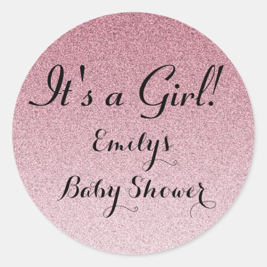 Pink Glitzer Die Girl-Baby-Dusche Sticker (Vorderseite)