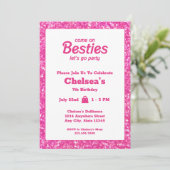 Pink Glitzer Doll zum Geburtstag Einladung (Stehend Vorderseite)