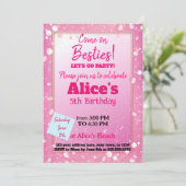 Pink Glitzer Doll zum Geburtstag Einladung (Stehend Vorderseite)