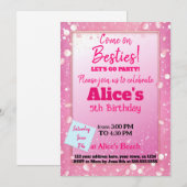 Pink Glitzer Doll zum Geburtstag Einladung (Vorne/Hinten)