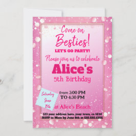 Pink Glitzer Doll zum Geburtstag Einladung