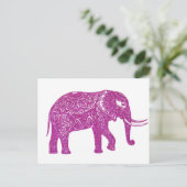 Pink-Glitzer-Elefant Postkarte (Stehend Vorderseite)