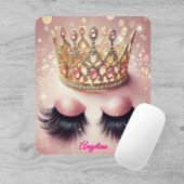 Pink Glitzer Eyelashes Crown Custom Mousepad