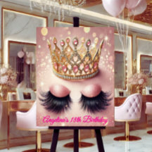 Pink Glitzer Eyelashes Crown Poster