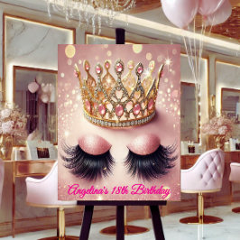Pink Glitzer Eyelashes Crown Poster