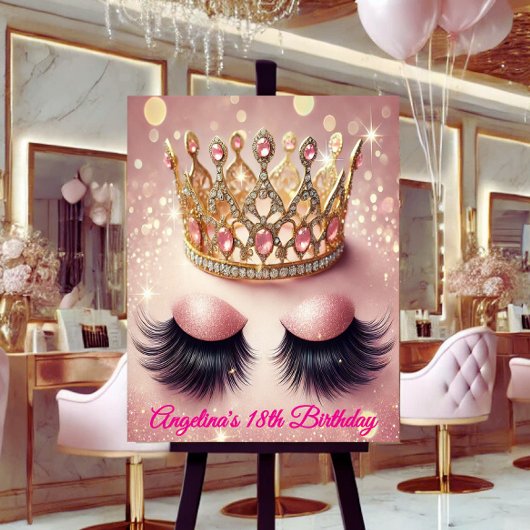 Pink Glitzer Eyelashes Crown Poster