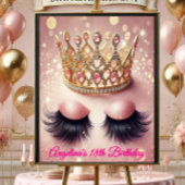 Pink Glitzer Eyelashes Crown Poster