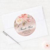 Pink Glitzer Floral Wedding Vielen Dank Runder Aufkleber (Umschlag)