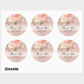 Pink Glitzer Floral Wedding Vielen Dank Runder Aufkleber (Blatt)